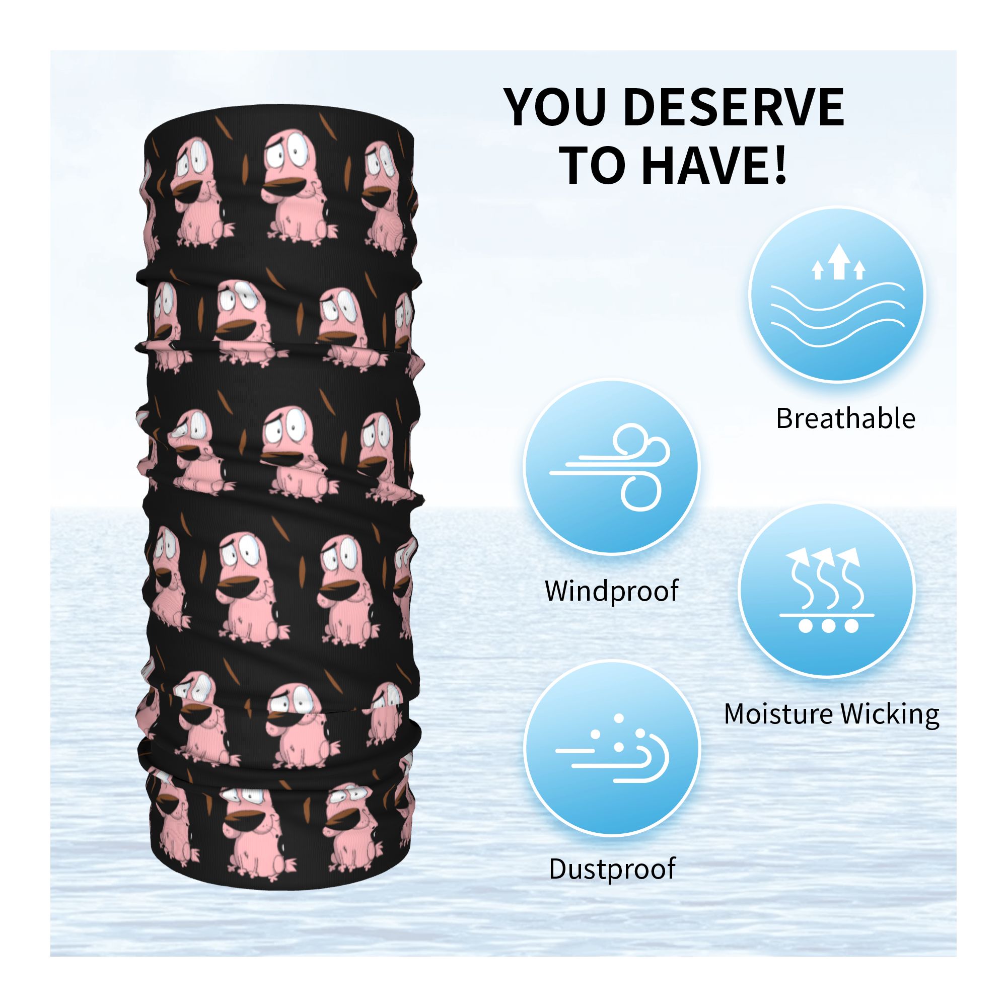 Custom Cartoon Courage Dog Win – Neck Gaiter Fleece Bewertung und Preis