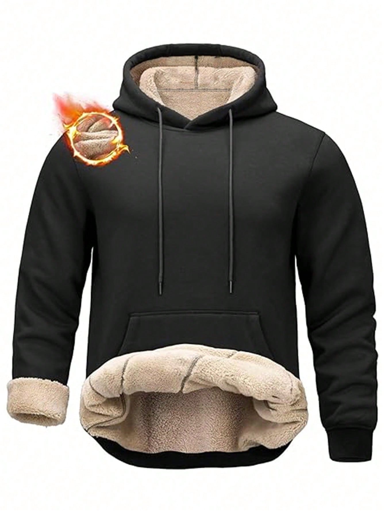 Men's Black Sherpa-Lined Hoodi – Sherpa Hoodie Fleece Bewertung und Preis