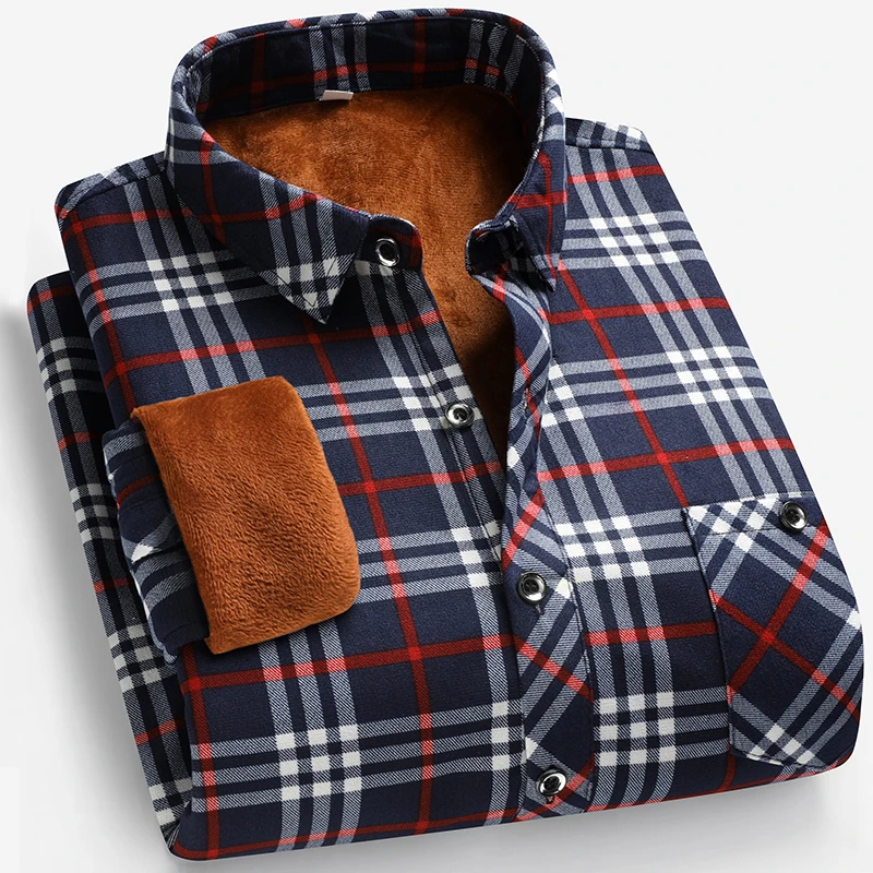 Autumn and Winter Men's Fleece – Flannel Shirt Lined Bewertung und Preis