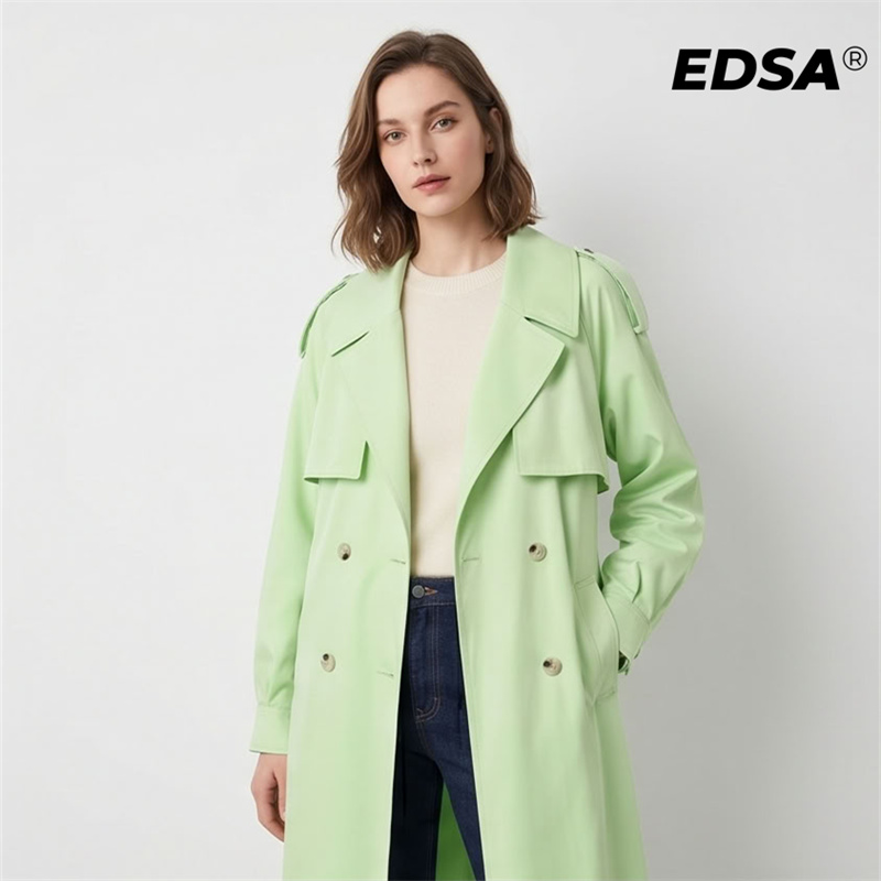 EDSA Women Green Trench Style  – Down Jacket Packable Bewertung und Preis