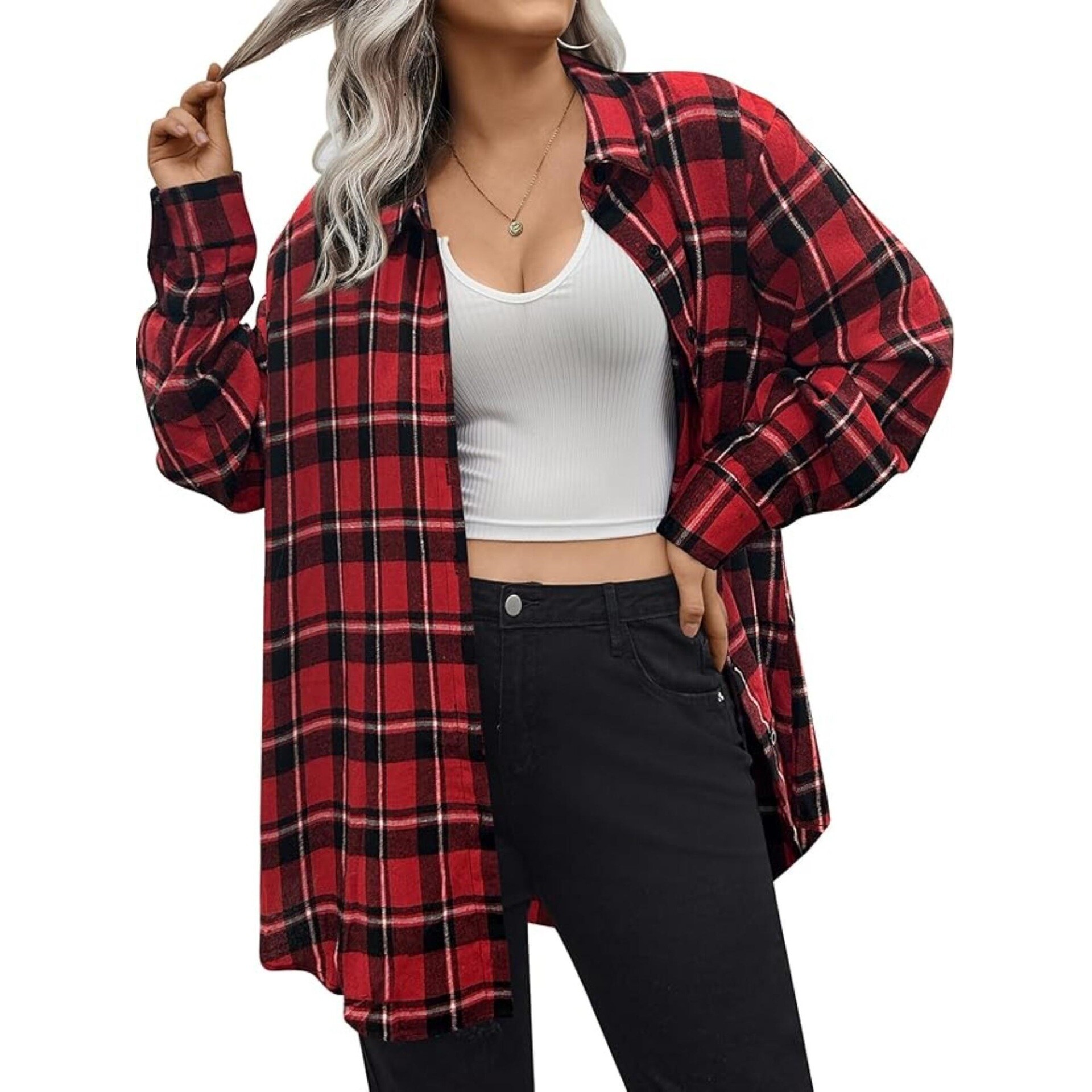 Warm Flannel Plaid Shirt Women – Flannel Shirt Lined Bewertung und Preis