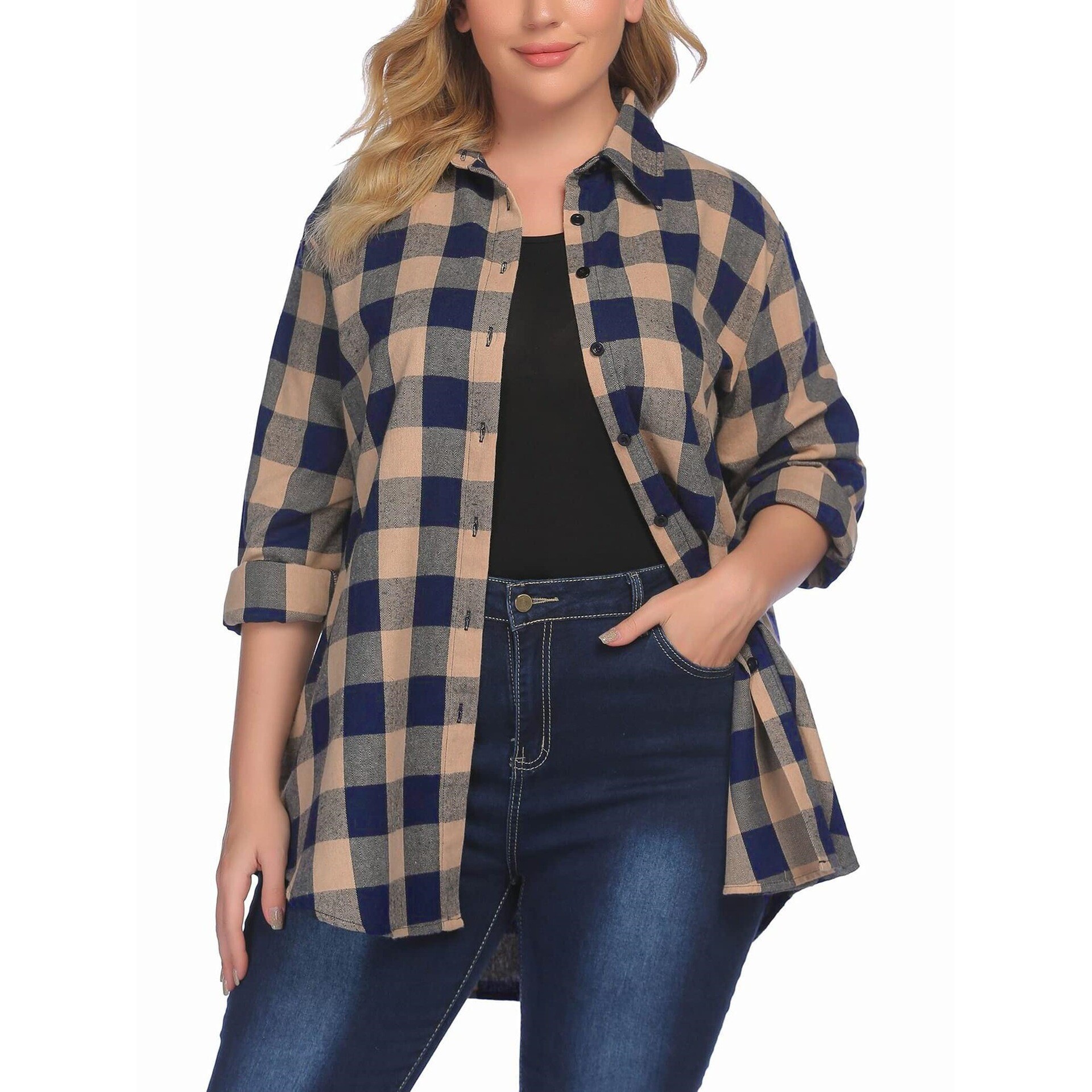 Warm Flannel Plaid Shirt Women – Flannel Shirt Lined Bewertung und Preis