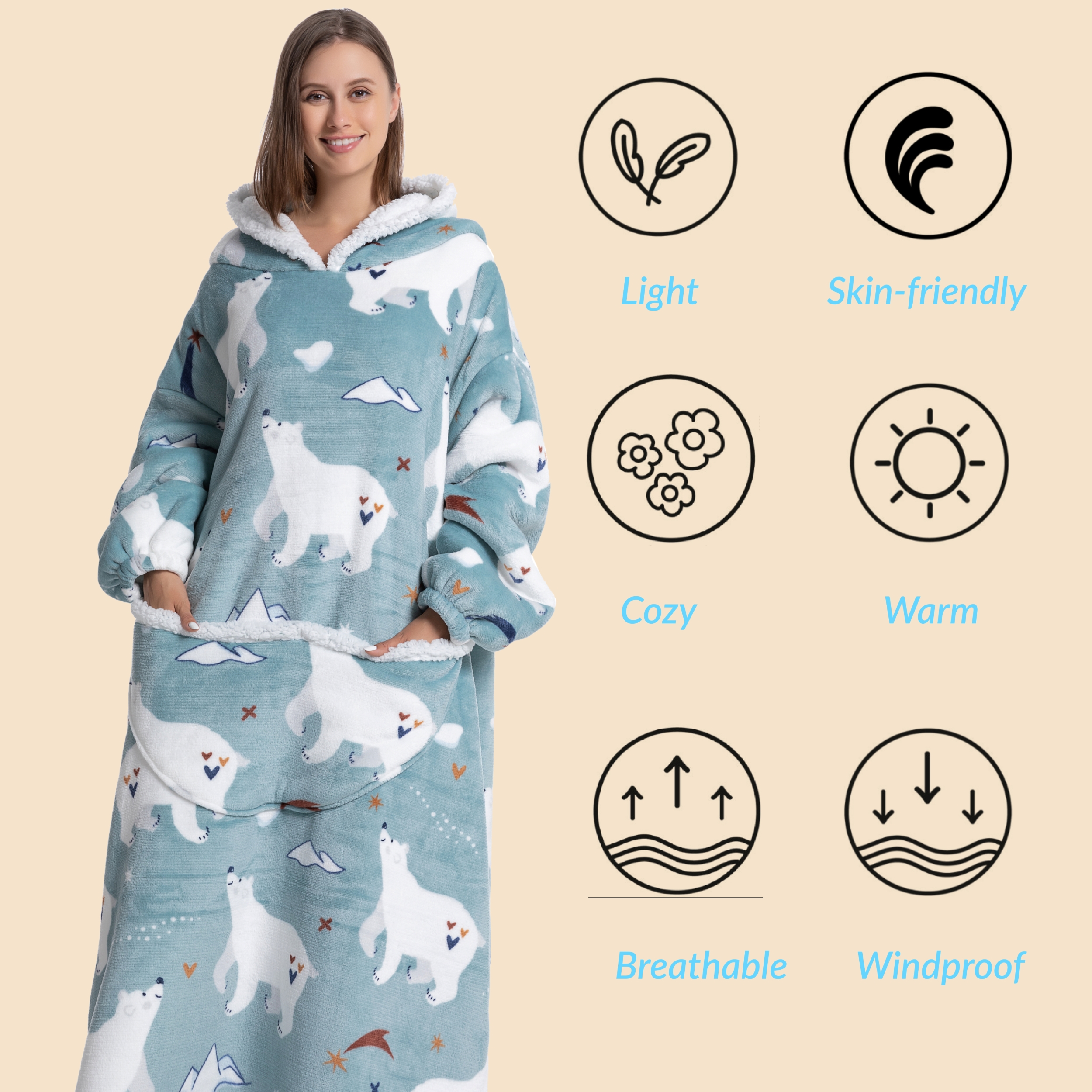 Oversized Wearable Blanket Coz – Sherpa Hoodie Fleece Bewertung und Preis